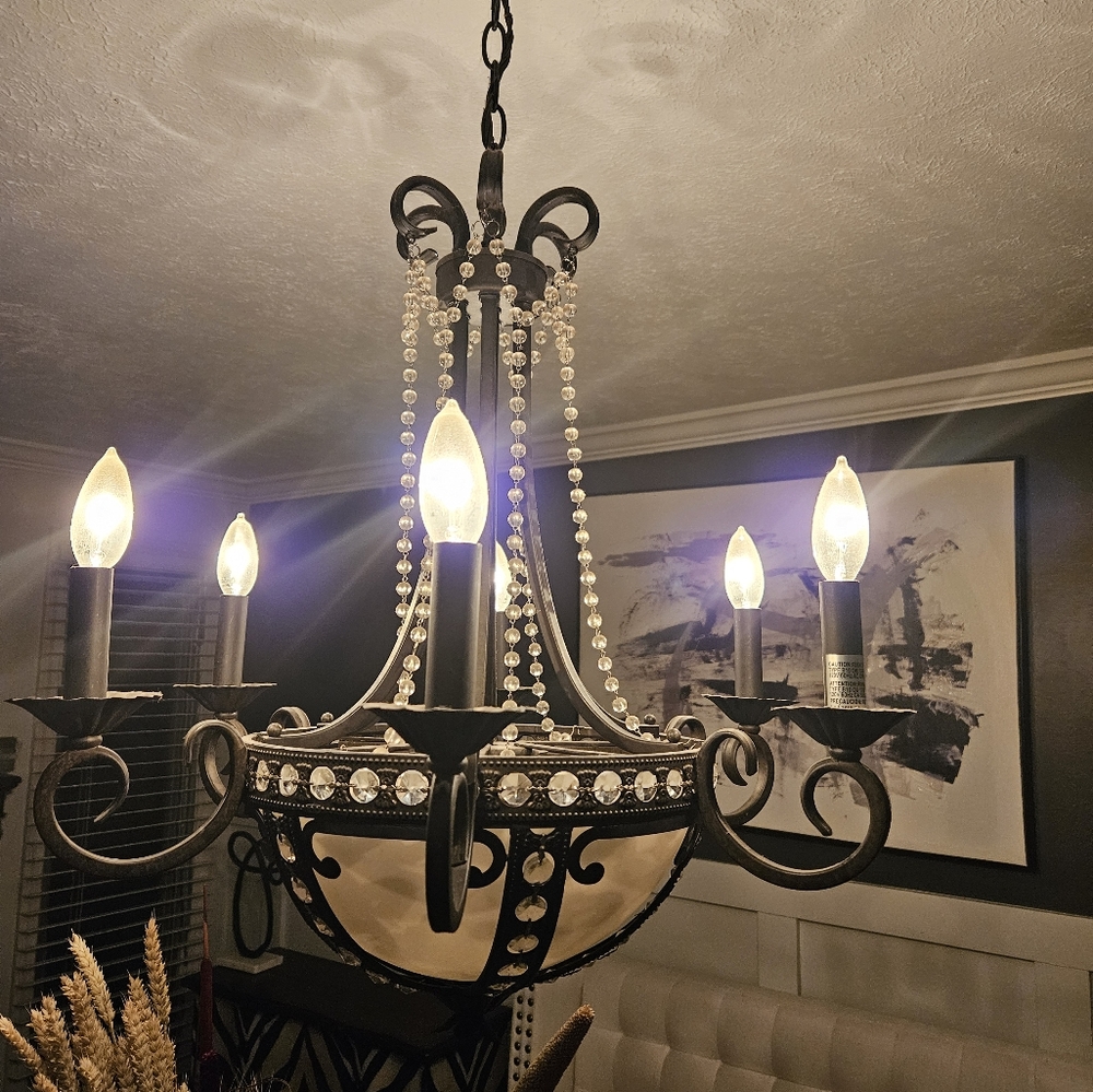 Classy Chandelier,candelabra distressed,wrought Iron